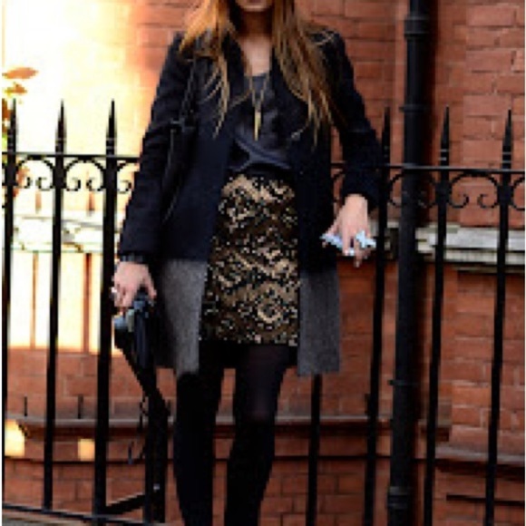 All Saints Strand Crombie Colorblock Jacket Sweater Size 6 Black Grey/Brown - Picture 9 of 9